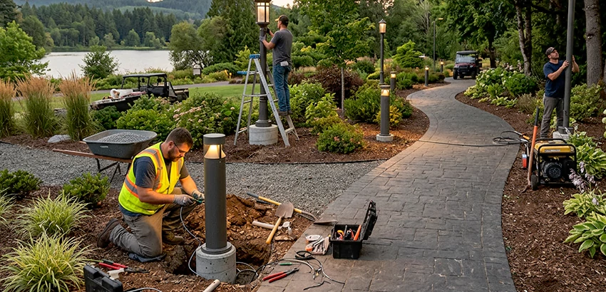 Landscape Post, Pole, and Bollard Lighting Installation in Bentonville